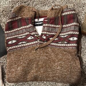 Hooey Men's Zip Up Sweater in Brown and Red